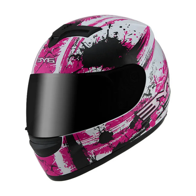 BYE мотоциклетный шлем Мужской полный Педальный мотоциклетный Электрический защитный шлем для велосипеда персонализированные шлемы в горошек - Цвет: Лаванда