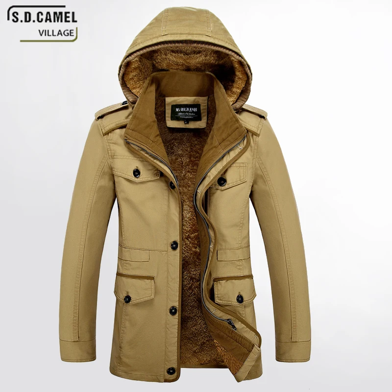 Image new winter Jackets Men Coat Hat Detachable Jackets Long Sleeve Military Style Casual Outerwear Plus Size L 6XL