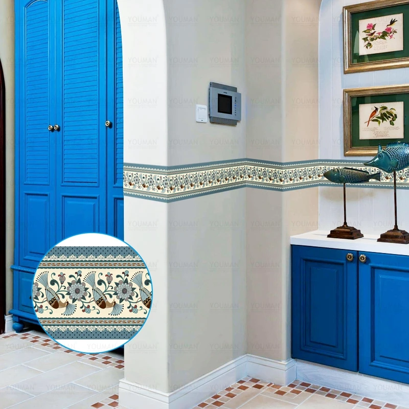 10 м ПВХ 3D обои границы самоклеющиеся Плинтус Линии водонепроницаемый стикер кухня ванная комната Съемный Современный Стикер для настенной плитки