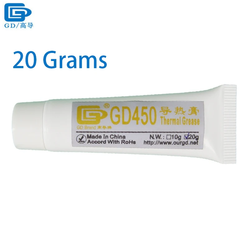 GD450 Thermal Conductive Grease Paste Silicone Plaster Heat Sink Compound Net Weight 20 Grams Golden For LED GPU CPU Cooler ST20 |