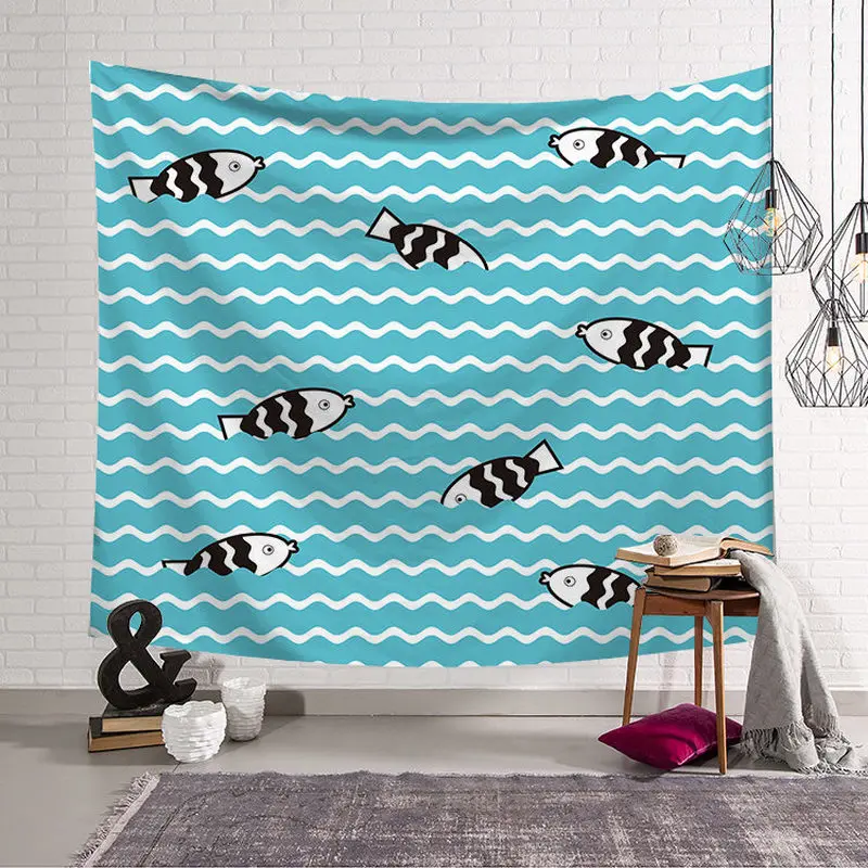 

Cartoon Fish Owl Tapestry Home Decorations Wall Hanging Wall Tapestry Blanket Farmhouse Decor 4 Size 100% Polyester Yoga Shawl
