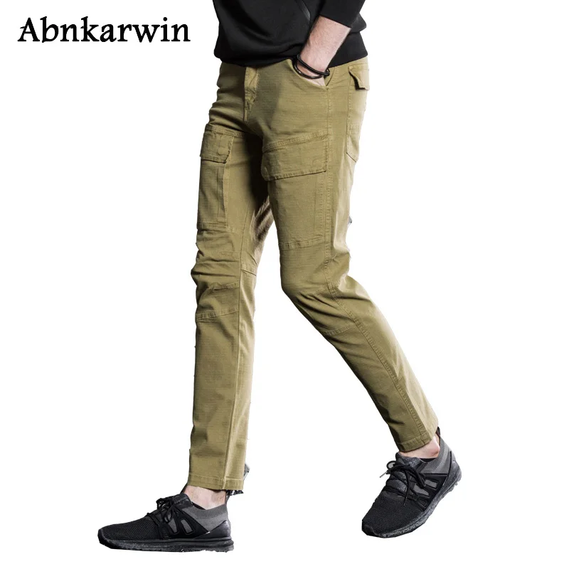 Abnkarwin High Quality Solid Midweight Cargo Men Pants 98Cotton 2