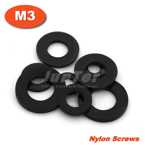 

1000pcs/lot M3(ID) x 8(OD) x 1mm Thick Black Nylon Flat Washer