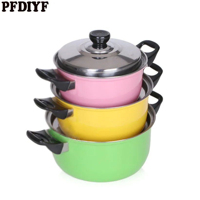 

3Pcs/set Stainless Steel Stockpot Cooking Pot Gas Induction Cooker Soup Pots Safe Quality Nonstick Pan Household Canning Pot