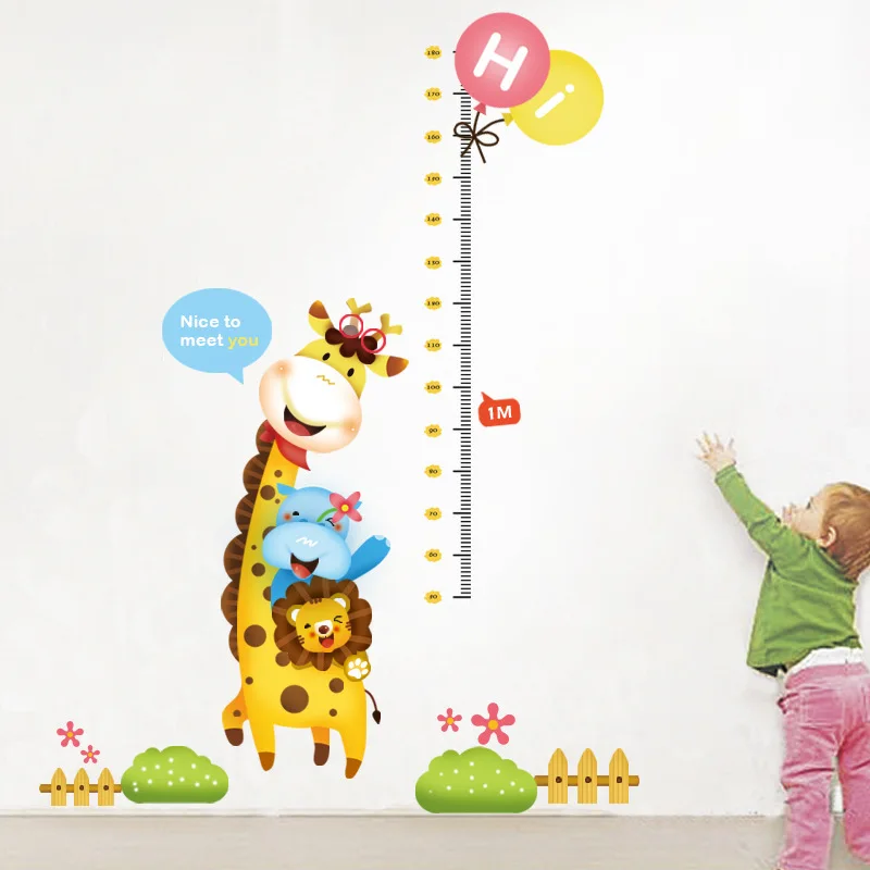 Детский фон с жирафом и львом для детского сада|wall sticker|removable wall stickerschild height |