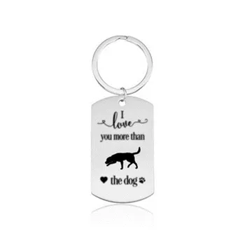 

Stainless Steel Labrador retriever Keychains High Quality Silver Color I love you more than the dog Key Chains Keyrings