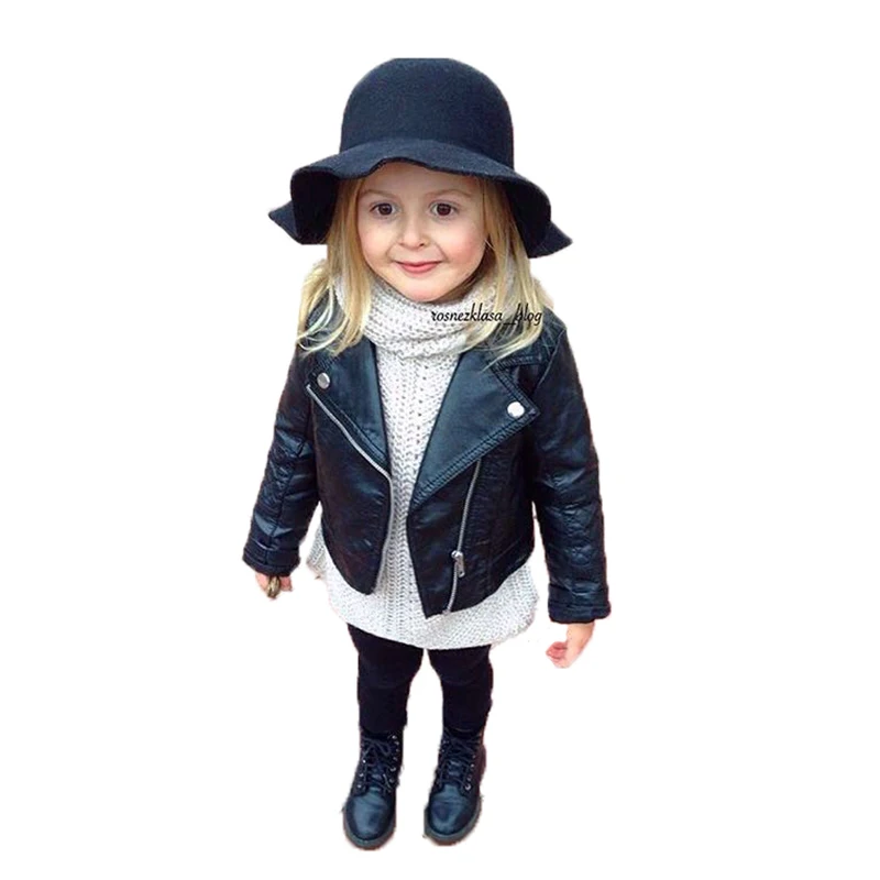 

1-5T Kids Jacket Pu Leather 2018 New Autumn Winter Children Outwear Coat For Toddler Boys Girls Clothing Long Sleeve Outfit Z67