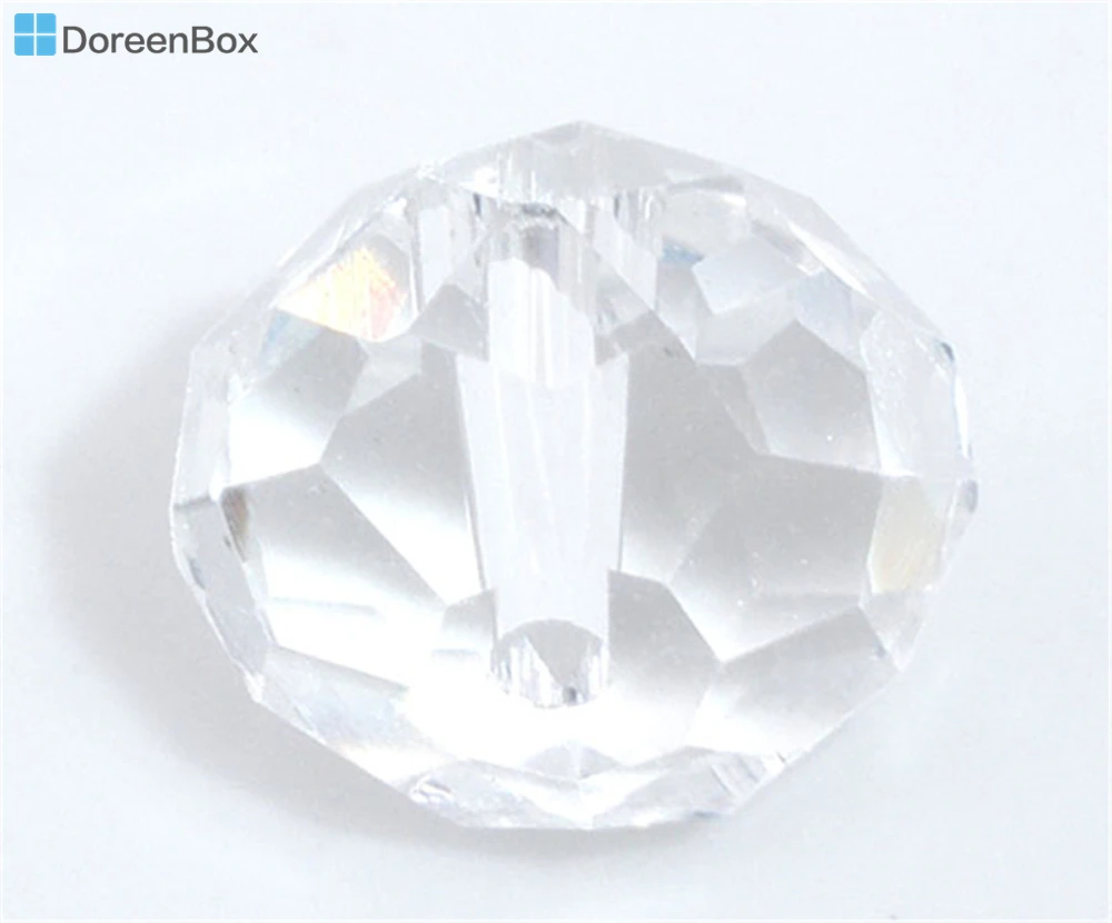 

Doreen Box hot- 50 PCs Clear Crystal Glass Faceted Rondelle Beads 5040 12mm(B04442)