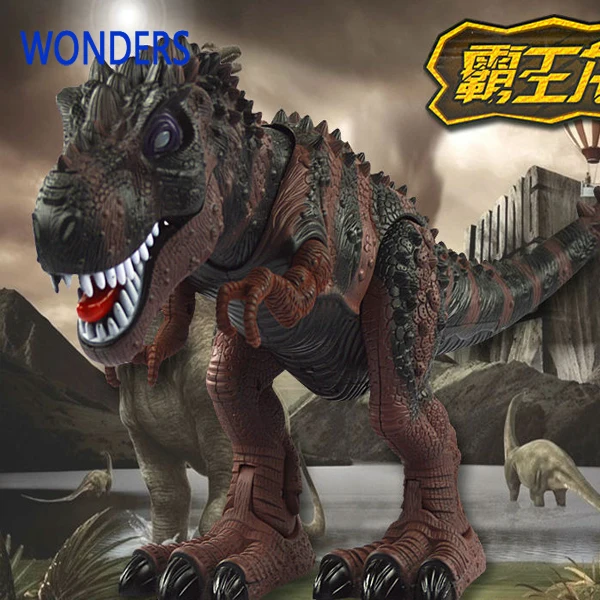 Модель игрушки большой тираннозавр рекс ходьба Электрический животных на батарейках flash eye собрать для детей