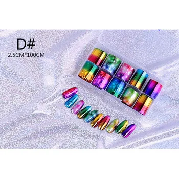 

10Pcs/box Holographic Colorfull Sticker Nail Transfer Foil Nail Stickers Set DIY Manicure Nail Art Decoration For UV Gel Polish