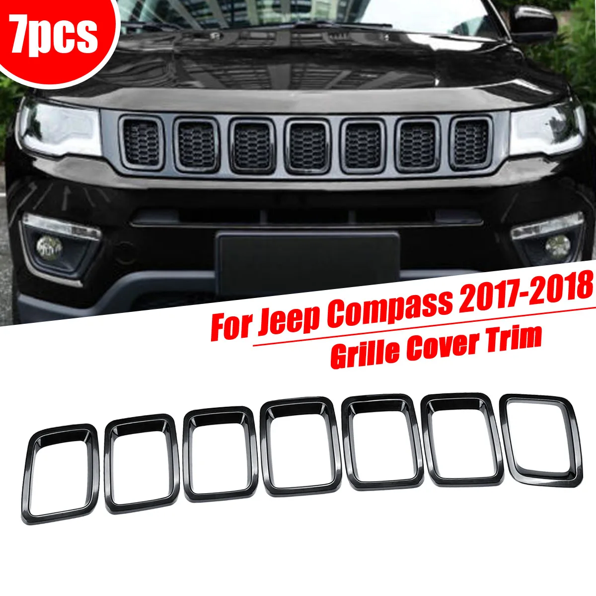 For Jeep for Compass 2017 2018 Chrome ABS Car Front Grille Bumpers