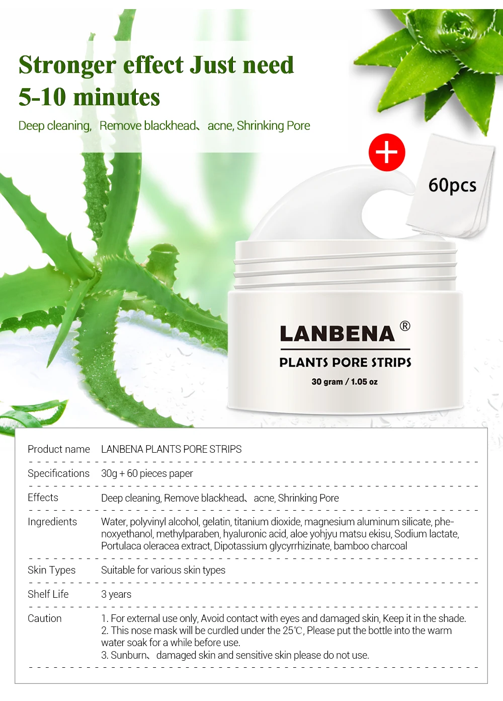 LANBENA Blackhead Dot Remover Nose Mask Cream Pore Strip Black Mask Peeling Acne Treatment Deep Cleansing Mask Face Care