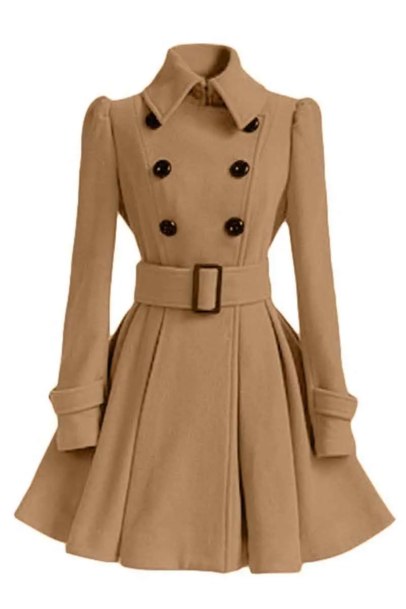 HOT 2019 autumn winter Europe United States Casual paragraph overcoat woolen cloth Slim coat dust coat female waist belt dress
