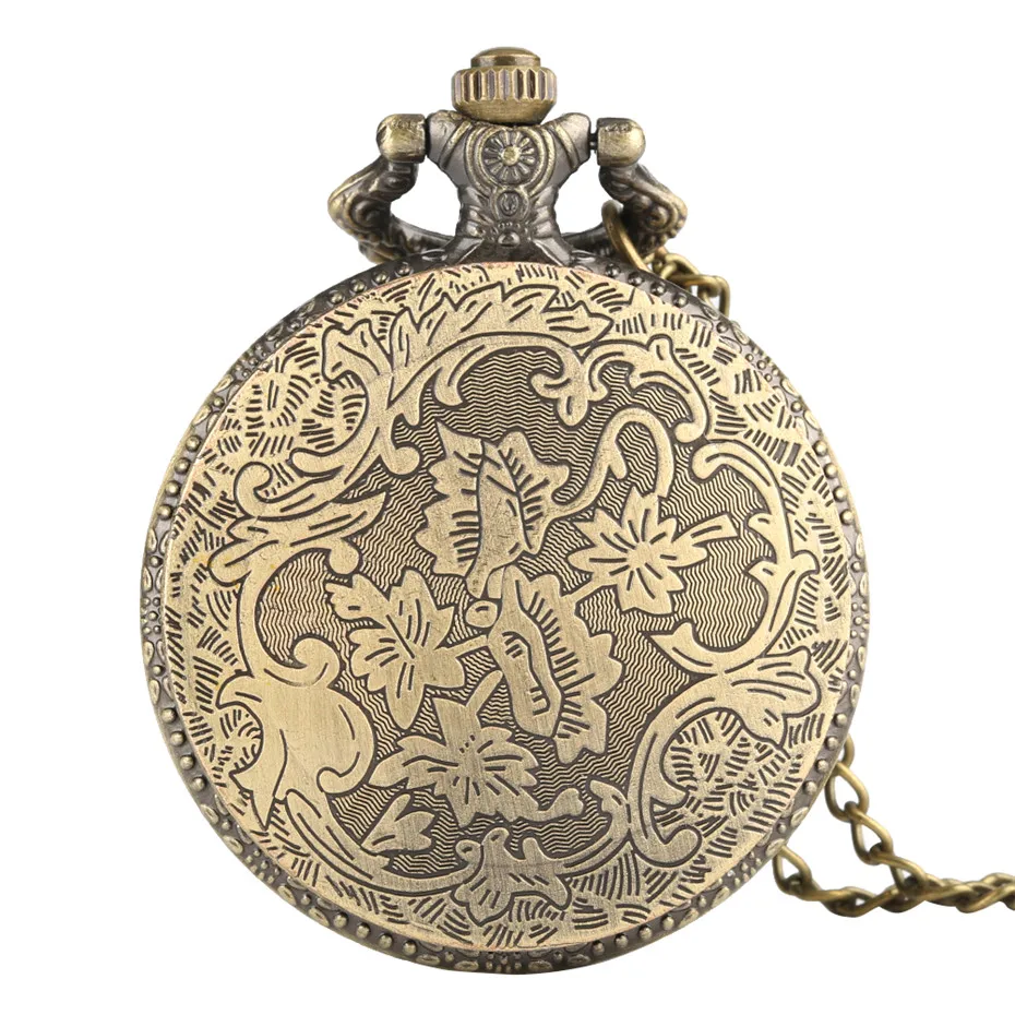 Полые ретро карманные часы ожерелье цепь половина охотника бронзовое большое дерево дизайн кулон часы старая мода Fob карманные часы reloj