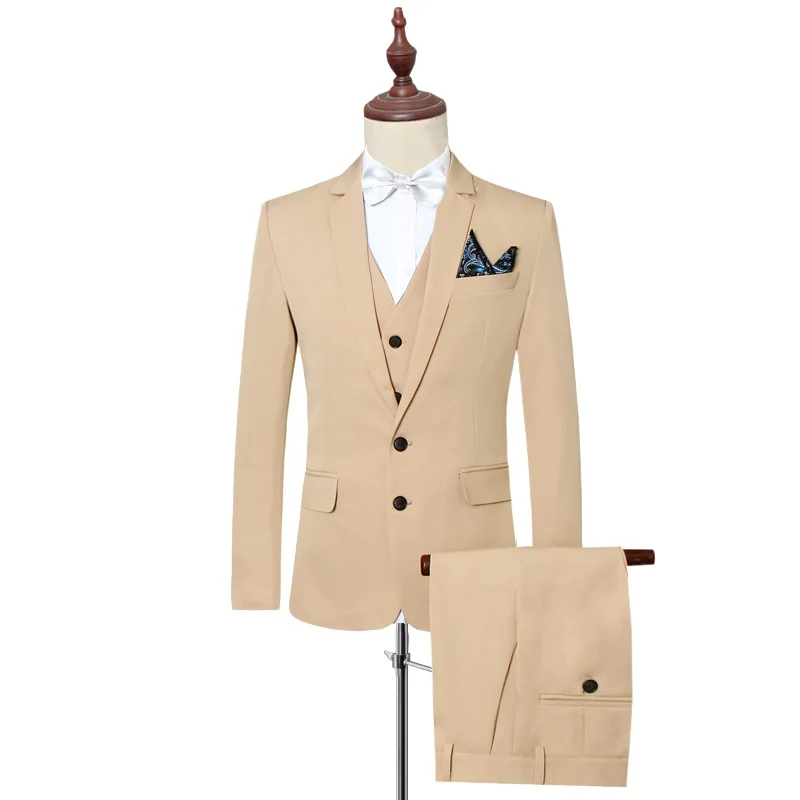 2018 New Formal Business Suits for Men 3 Pieces(Jacket+Vest+Pants ) Tuxedos Slim Fit Suit Men Wedding Party Suit Traje de hombre