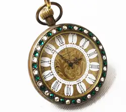 SEWOR античная латунь мужские Механический ручной взвод Бронзовый карманные Часы