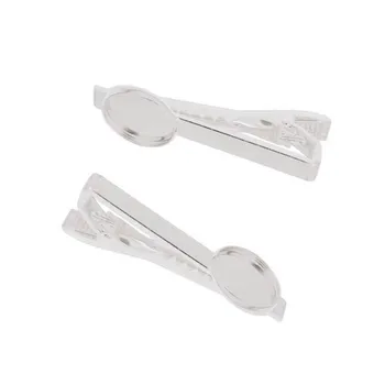 

12mm Silver Plated Brass Blank Bases Round Circle Bezel Cabochon Settings Men's Tie Clips Clasps Jewelry Findings Wholesale