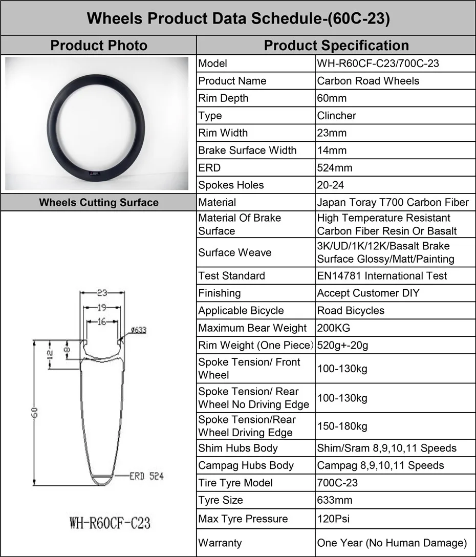 Clearance DCS Carbon Wheels 700C CarbonRoad Bicycle Wheel 38mm 50mm 60mm 88mm Depth Profile Clincher/Tubular Super Light Carbon Wheelset 8