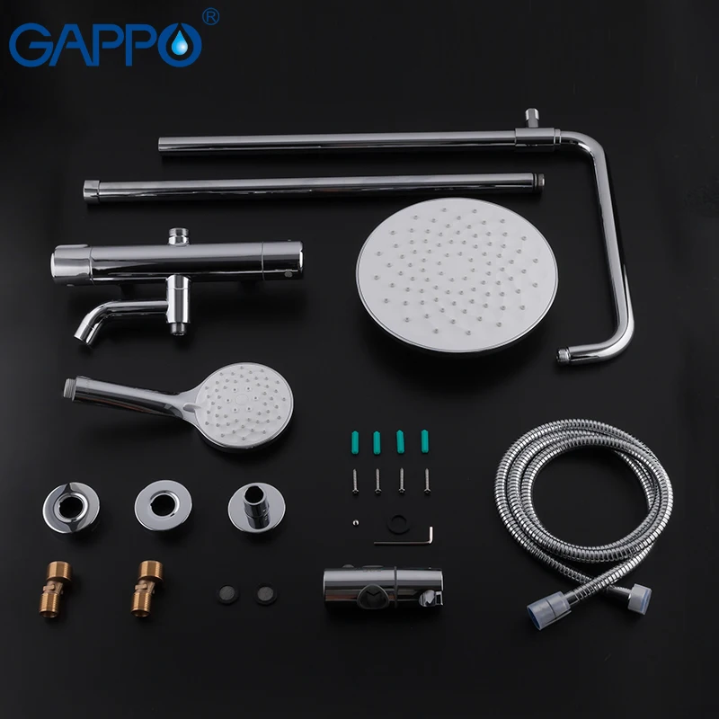 GAPPO Shower faucet wall mounted thermostatic bath shower waterfall shower heads brass mixer water tap bathroom shower set
