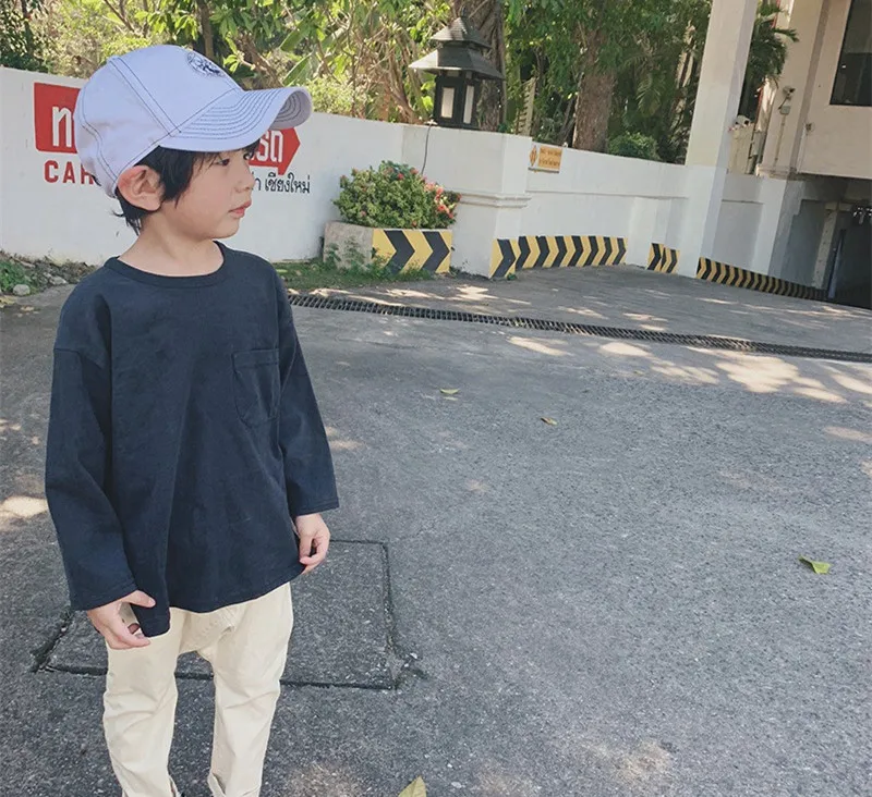 

2019 spring new boys t shirt cotton full sleeve fashion kids boy top tees 3-9 years