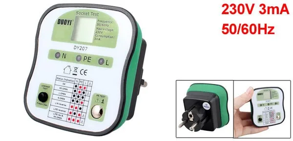 

EU Plug LCD Display LED Indicator Light RCD Socket Tester Testing Tool