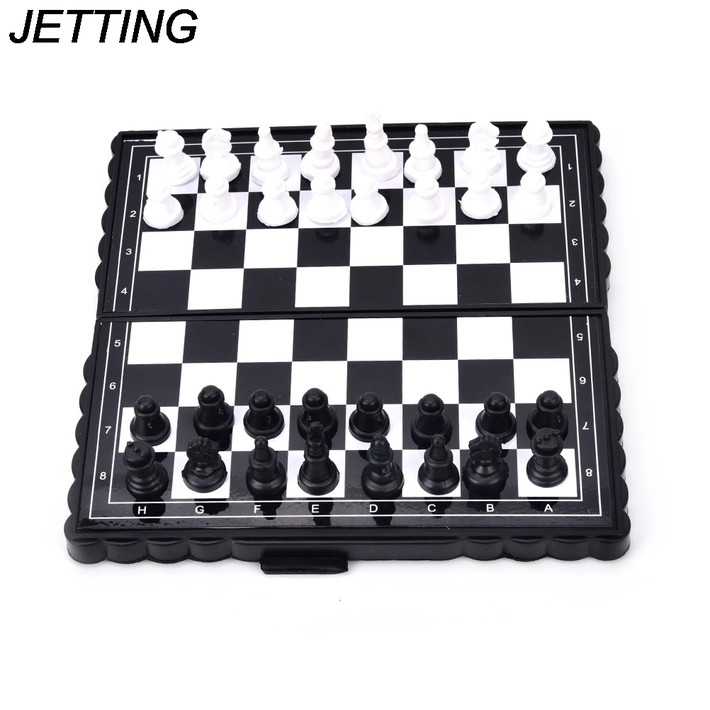 

New Arrive 1 x Chess Set Portable Folding Magnetic Travel Plastic Chess Board Set with Pieces Games Accessories