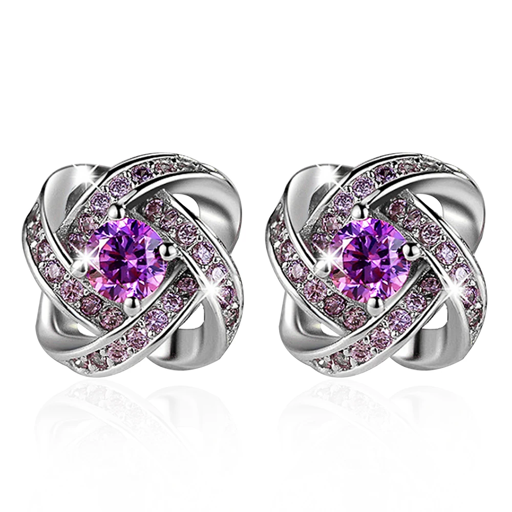 

New Lovely Clover Lucky Stud Earrings White Purple Short Earrings For Women Girl Gift Party Wedding Jewellery