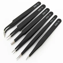 Anti-static ESD Stainless Steel Tweezers Electronics Industrial Precision Curved Straight Tip Phone Maintenance Repair Hand Tool