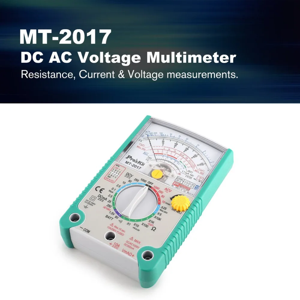 Goedkoop Pros Kit MT 2017 MT 2018 Analoge Multimeter Veiligheid Standaard Ohm Test Meter DC AC Voltage Weerstand Multimeter