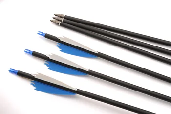 

6/12/24pcs 30 inch 7.8mm Mix Carbon Arrow Spine 500 with 2 blue 1 white fire shape feather Compound Bow Archery Hunting Shooting