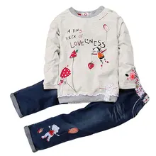 Best Price new fashion children spring autumn clothing sets for girls cartoon long-sleeved sweater + jeans suit sets kids costume Best Price new fashion children spring autumn clothing sets for girls cartoon long-sleeved sweater + jeans suit sets kids costume