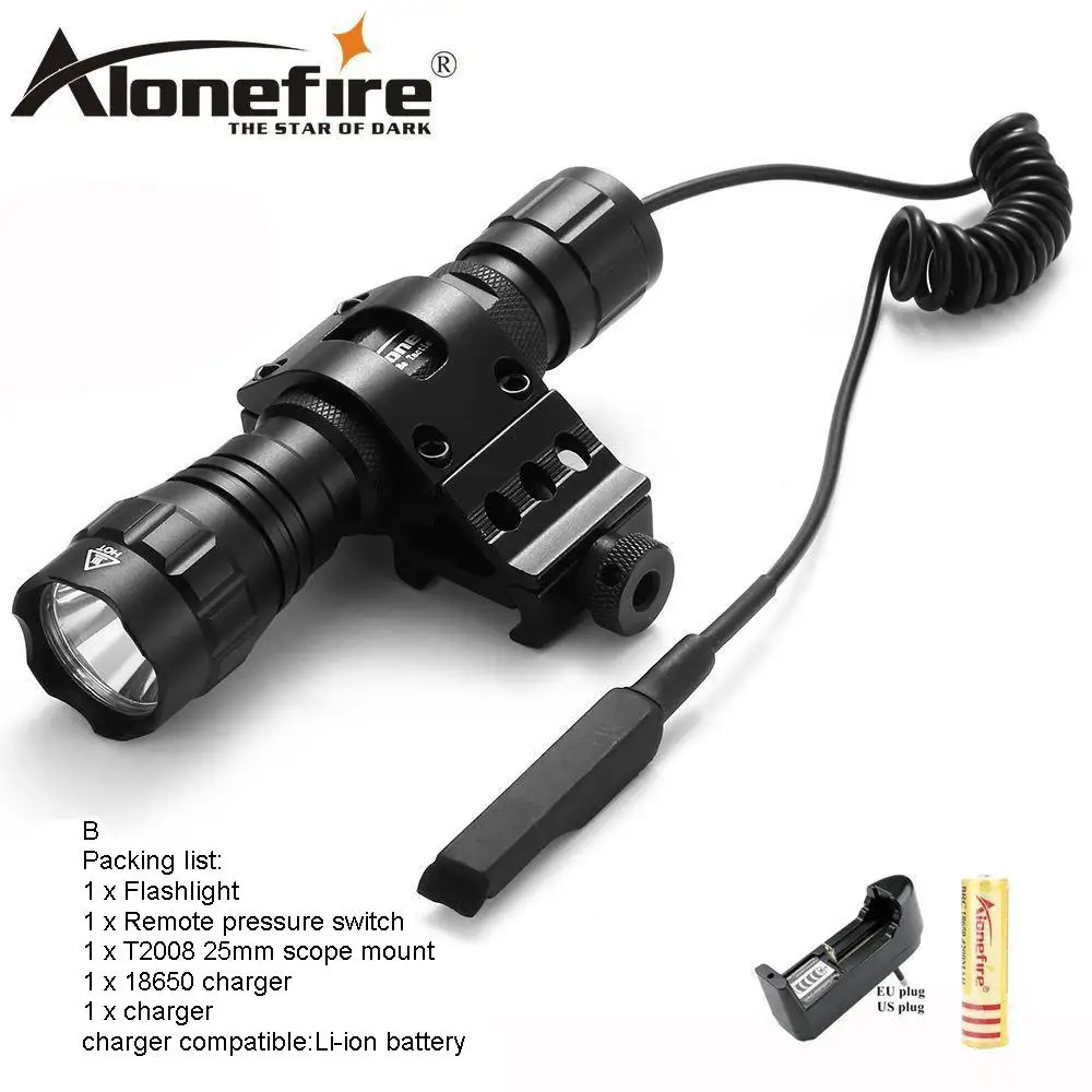 AloneFire 501Bs CREE XM-L T6 L2 светодио дный тактический фонарь 501B Факел+ Давление переключатель+ гора охотничьего ружья - Испускаемый цвет: Tactics flashlight B