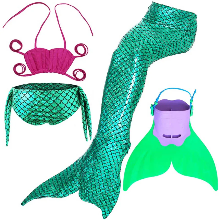 Детские спальные мешки с изображением Русалочки Моноласты, хвосты для купания ласты для плавания для девочек; костюм для плавания бикини Косплэй купальный костюм с рисунком «маленькая русалочка» - Цвет: With Monofin 4
