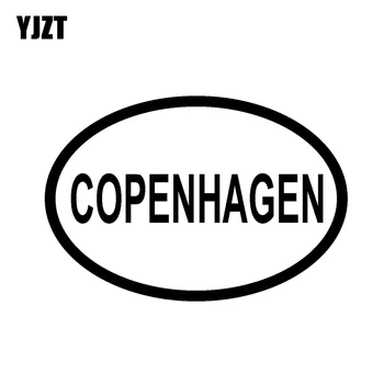 

YJZT 13CM*8.8CM COPENHAGEN CITY COUNTRY CODE OVAL CAR STICKER VINYL DECAL Black Silver C10-01296