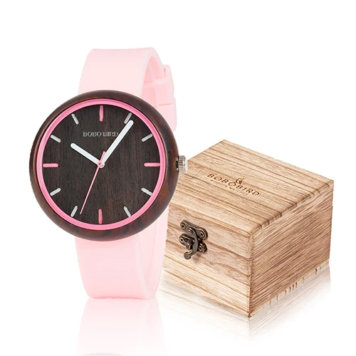 Reloj Mujer BOBO BIRD модные женские часы с цветным силиконовым ремешком в подарочной коробке, принимаются на заказ - Цвет: R28-3-7BOX