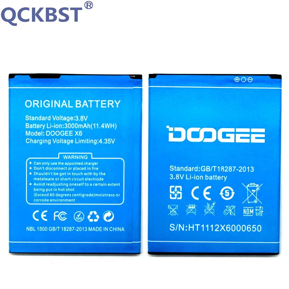 

New DOOGEE X6 Battery for DOOGEE X6 DOOGEE x6 pro 3000mAh Phone Bateria Batterij + Tracking Code