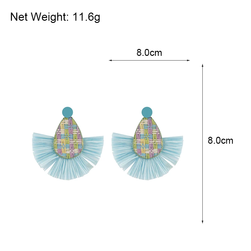 AENSOA, богемная кисточка из рафии, висячие серьги, этнические Винтажные серьги в радужную клетку, плетеные серьги из ротанга, большие массивные серьги, подарок