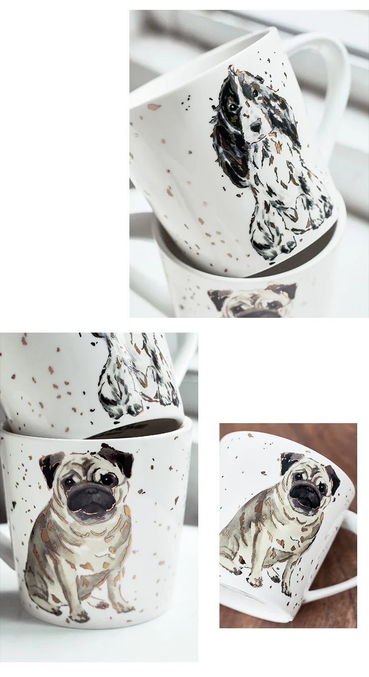 480 мл с принтом собаки керамическая кружка для кофе в европейском стиле большой емкости drinkware подарок на год чашки и кружки с рукояткой экологичные