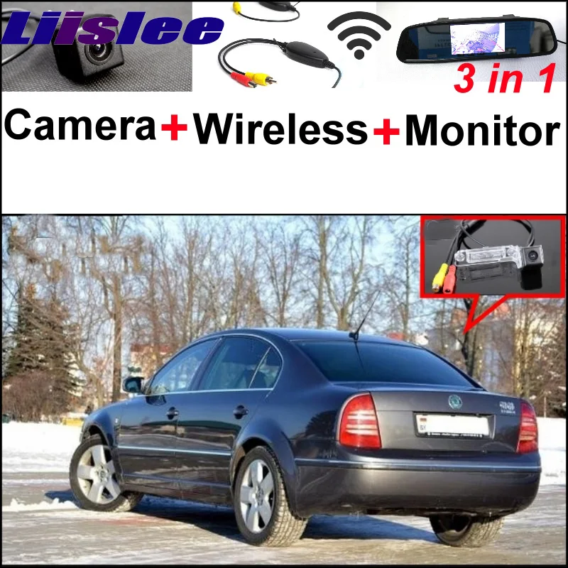 

Mirror Monitor Easy DIY Back Up Parking System For Skoda Superb 2002~2008 + 3 in1 Special Rear View Camera + Wireless Receiver