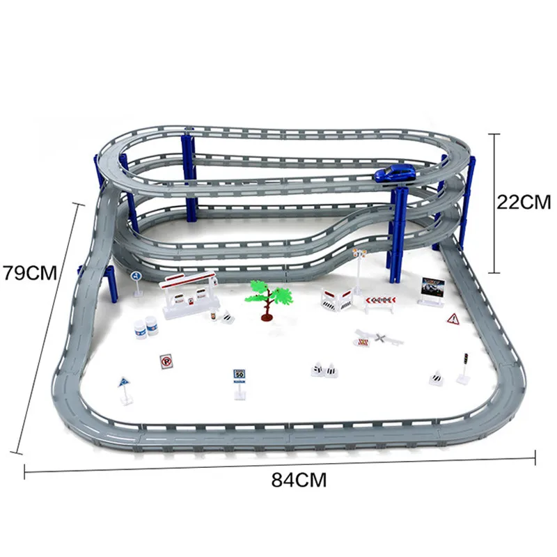 MylitDear Электрический гоночный вагон детский поезд трек модель игрушечный Железнодорожный трек гоночный Дорожный транспорт строительный комплект пазов игрушки