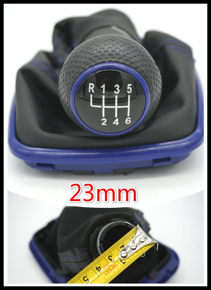 23mm 6 Speed Shifter Gear Shift Knob Gaitor Boot Blue Frame For 1999