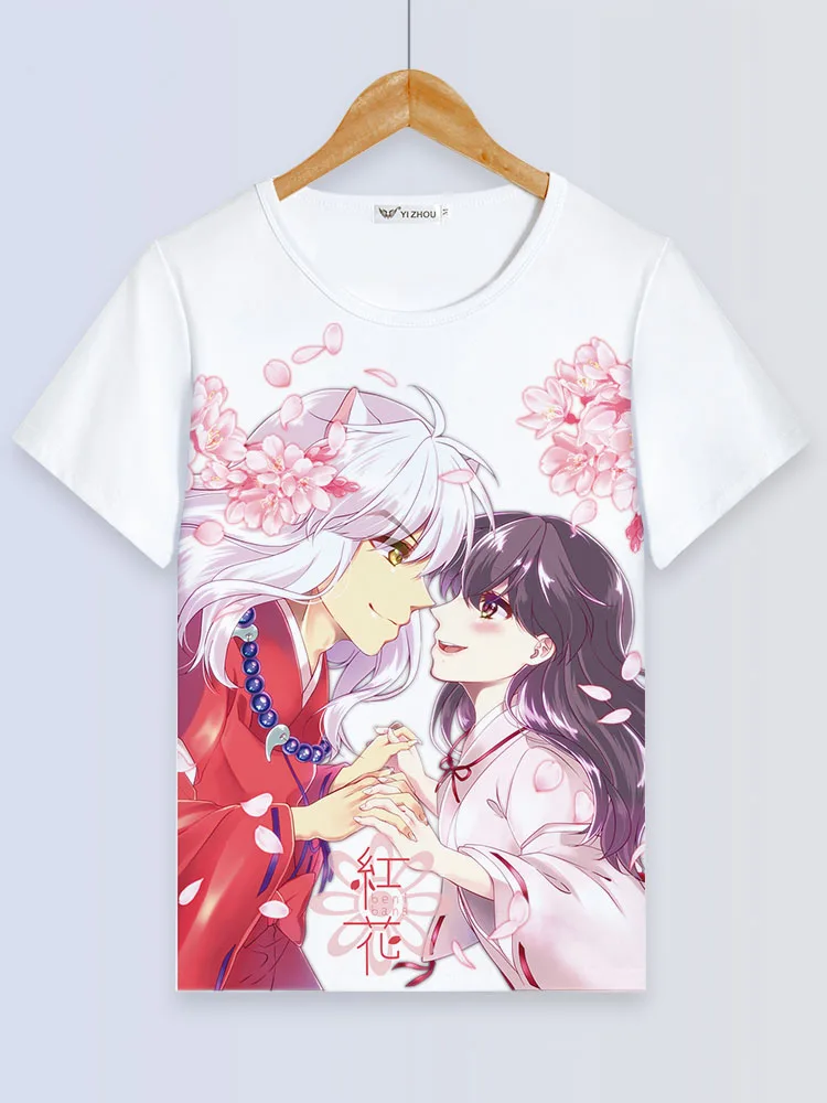 Inuyasha, футболка, аниме, кикио, футболка, женская футболка, Higurashi Kagome Sesshoumaru, косплей, короткий рукав, топы, мужские футболки