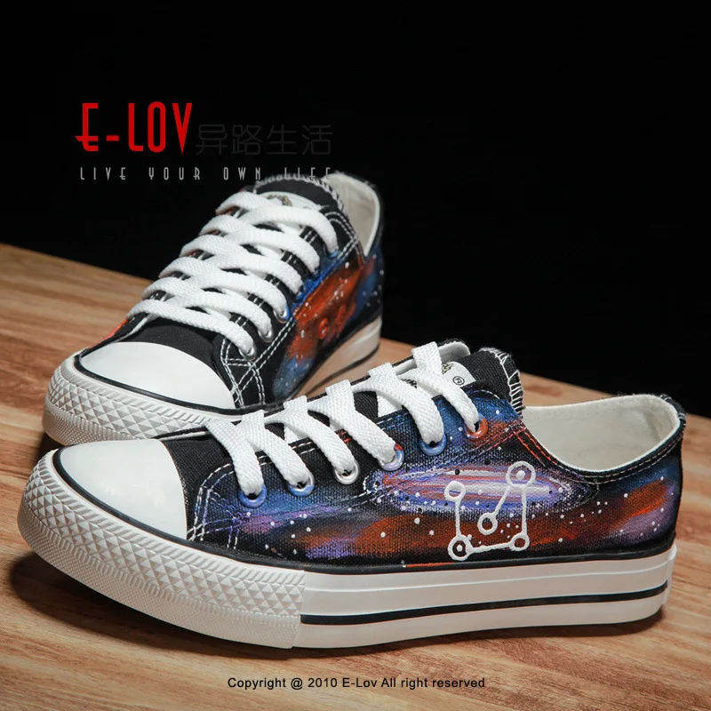 Different Road Hand Starry Sky Canvas Shoe Sneakers Women Canvas Shoe Black Cloth Shoe Platform Shoes Woman Zapatos De Mujer