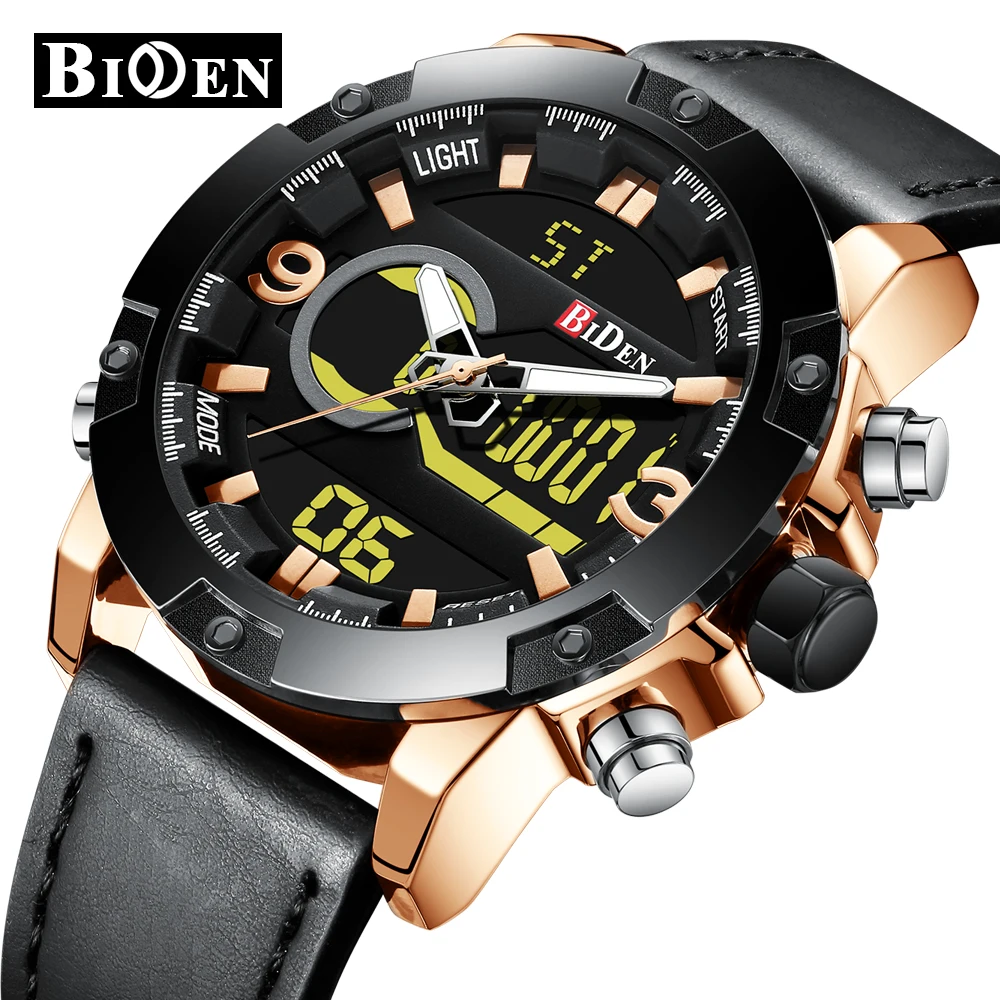 

2019 New Fashion BIDEN Mens Watches Top Brand Luxury Quartz Men Watch Male Casual Waterproof Leather Military Sport Wristwatch