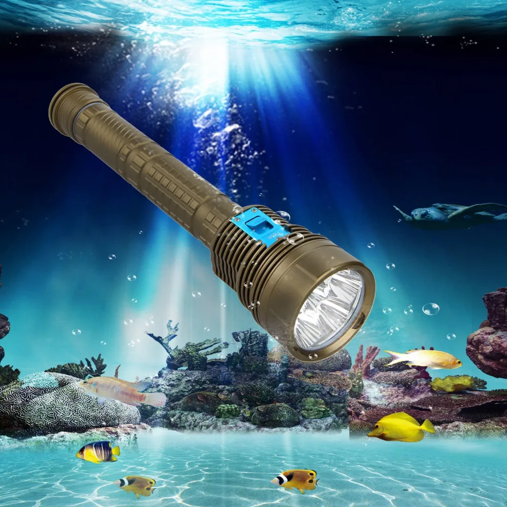 

Dark Khaki Super Bright Long lifespan Underwater 12000Lm 7xCREE L2 LED Scuba Diving Flashlight Torch 3x18650+battery charger