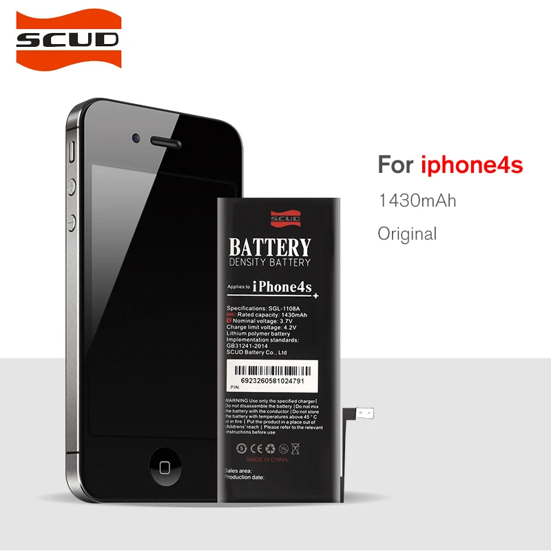 2017 Новый оригинальный аккумулятор SCUD для телефона iphone 4S реальная емкость 1430 мАч с