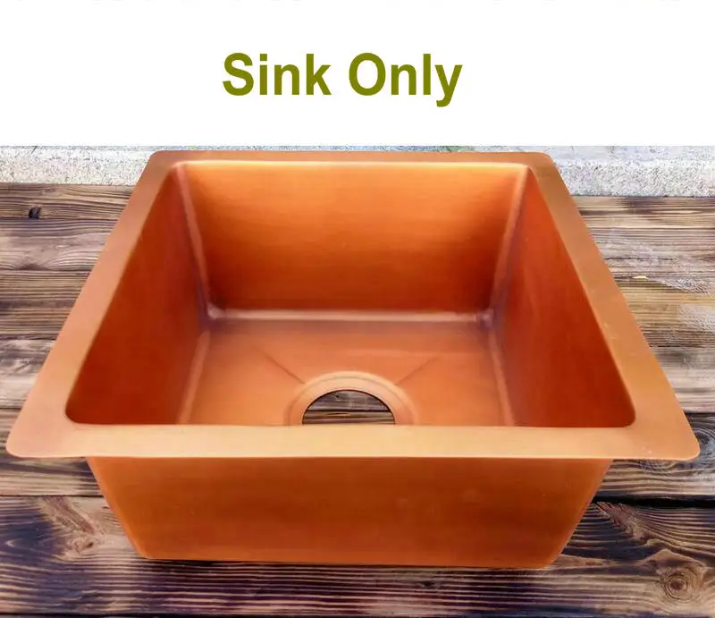 40x40x18 см медная одинарная миска кухонная раковина бар раковина - Цвет: Sink Only