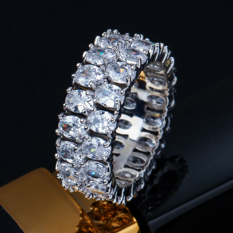 CWWZircons великолепный овал, куб, цирконий кристалл большие вечерние кольца ювелирные изделия Белое Золото Цвет Роскошные обручальное кольцо для женщин R111