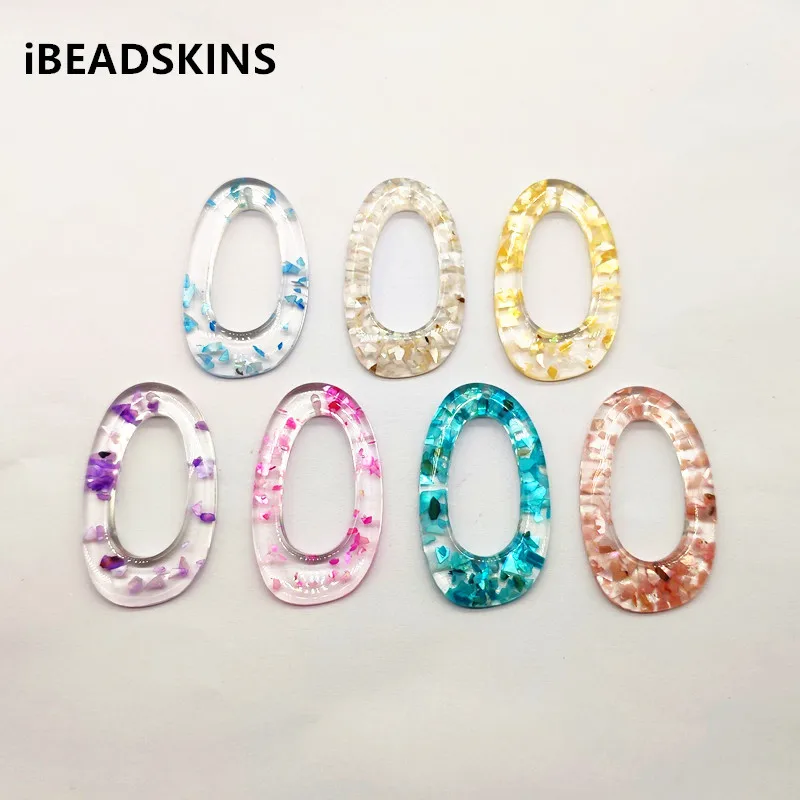 

New arrival! 50x29mm 50pcs resin built-in shell oval shape earrings accessories/Earring parts for Earring jewelry making