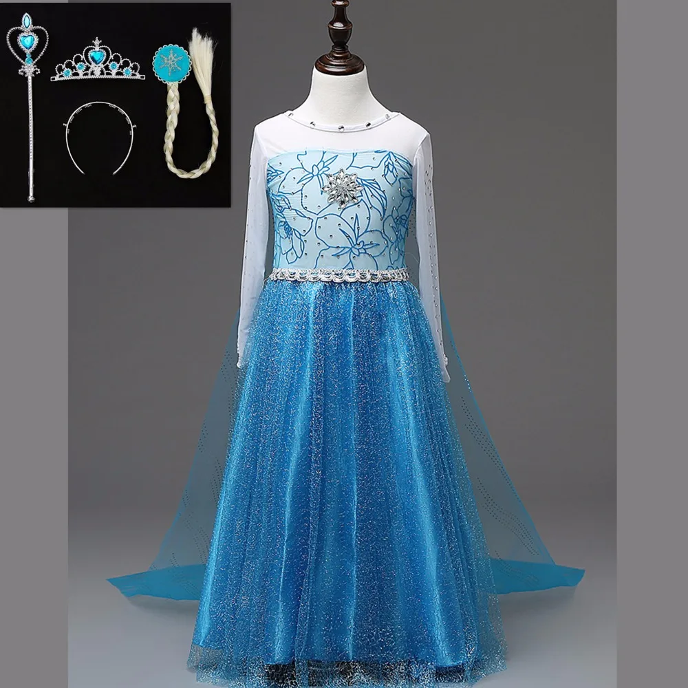 Girls Elsa Princess Cosplay Costumes Lace Tutu Party Dress Movie For Halloween Christmas Children Kids Clother | Детская одежда и
